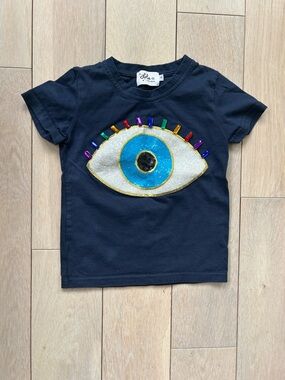 Lola + The Boys Kids Navy Eye Graphic Tee EUC Size 4